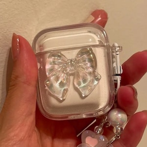 Crystal Clear AirPods Case with Bow - AirPods Pro 2 Case - AirPod Case for Her - Christmas Gift - Apple Headphone Case
