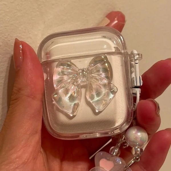 Crystal Clear AirPods Case with Bow - AirPods Pro 2 Case - AirPod Case for Her - Christmas Gift - Apple Headphone Case