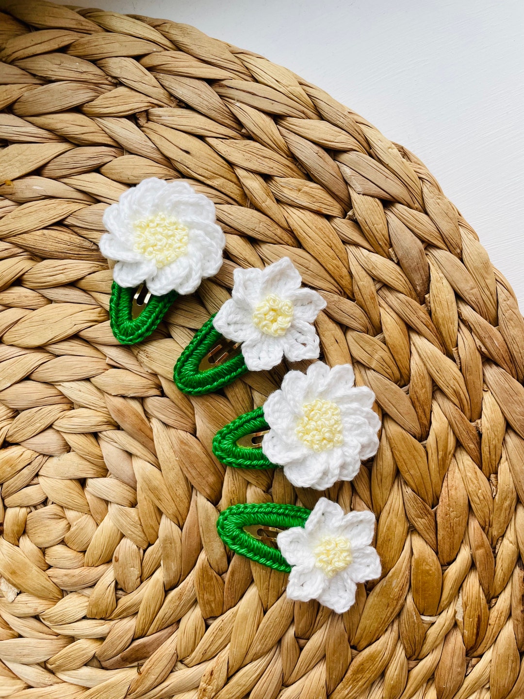 Samoolam Handmade Crochet Flower Hair Clips Set ❤ Forest Butterfly