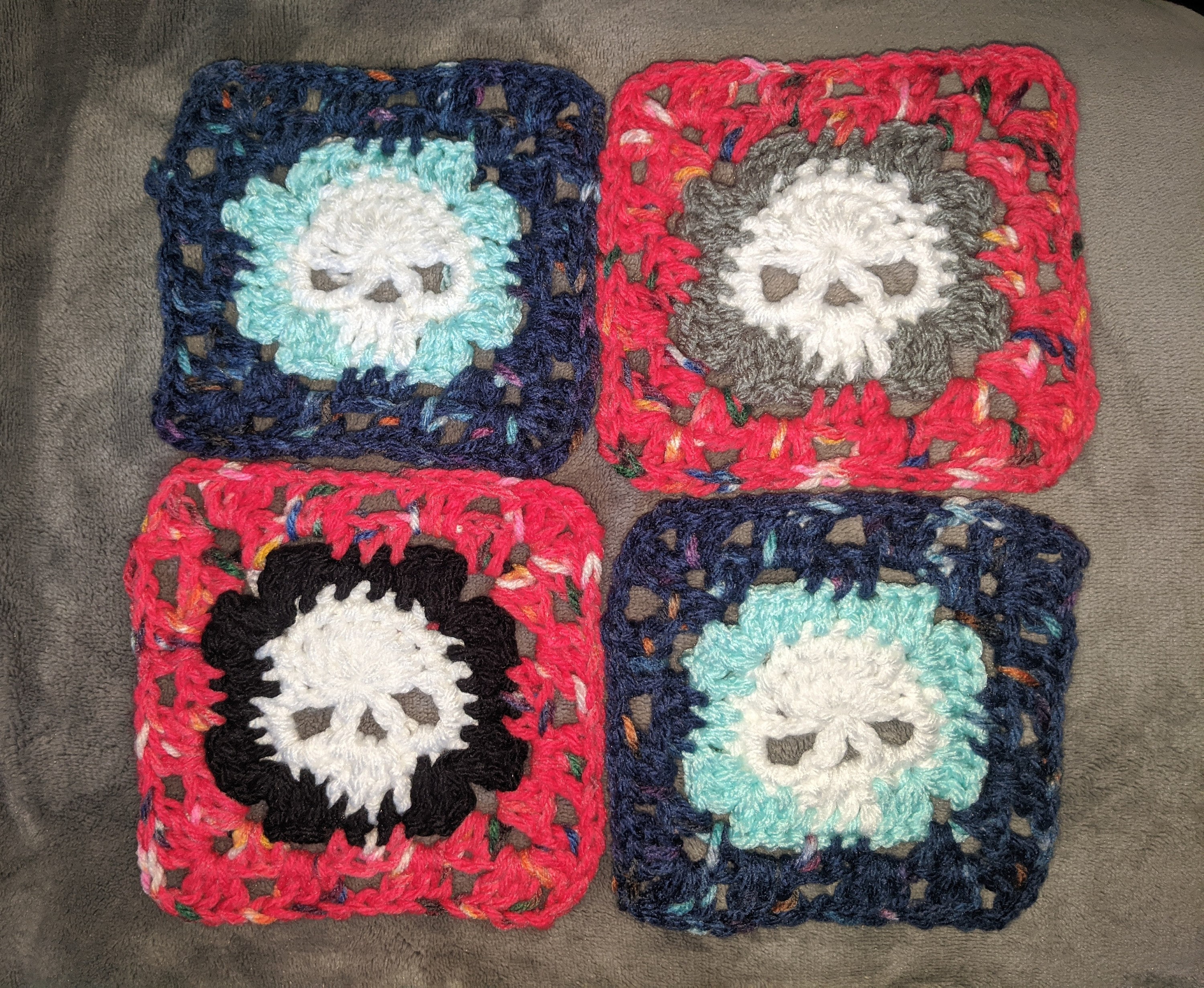 Skull Granny Square Crochet Pattern, Small Motif