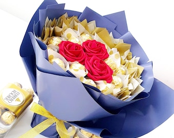 Ferrero Rocher Chocolate Bouquet, Handmade Artificial Flower Gift