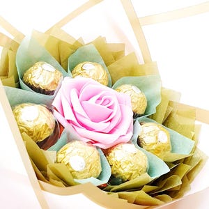 Chocolate Bouquet: Ferrero Rocher & Lindt Gift, Handmade Pink