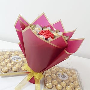 Chocolate Bouquet: Ferrero Rocher & Lindt Gift, Handmade image 17