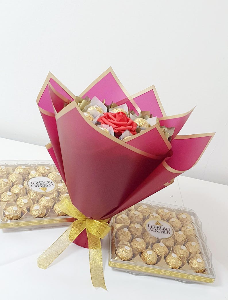 Chocolate Bouquet: Ferrero Rocher & Lindt Gift, Handmade image 17