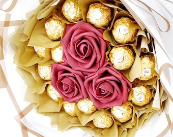 Ferrero Rocher Chocolate Bouquet with Artificial Flowers