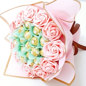 Chocolate & Flower Bouquet. Ferraro,Lindt Chocolate Gift. Gift for Her,Birthday, Anniversery,Gift for husband,Graduation, Ramadan, Eid Gifts