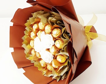 Chocolate Bouquet Gift: Ferrero Rocher & Lindt with Flowers