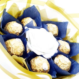 Chocolate Bouquet: Ferrero Rocher & Lindt Gift, Handmade White