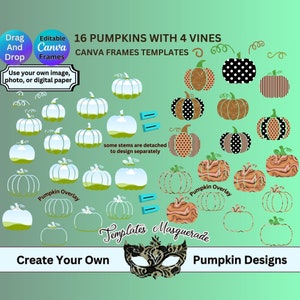 Pumpkins Editable Canva Template Frames, Halloween, Autumn, Fall, Editable Printables, Drag and Drop Canva Frames, DIY Fillable Mockups