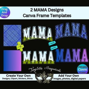 Modelo de carta para faculdade MAMA, design curvo MAMA, design de bloco de palavras em negrito para esportes universitários, mock-up de modelos editáveis do Canva, arrastar e soltar