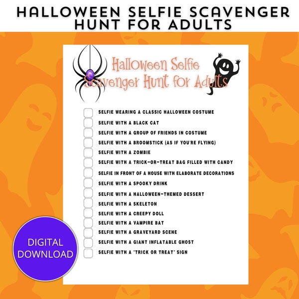 Printable Halloween Selfie Scavenger Hunt for Adults