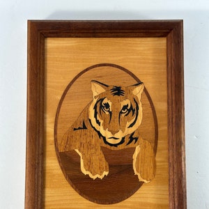 Hudson River Wood Inlay Tiger Picture