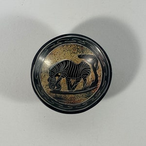 Miniature Soapstone Zebra Bowl, 3" Round