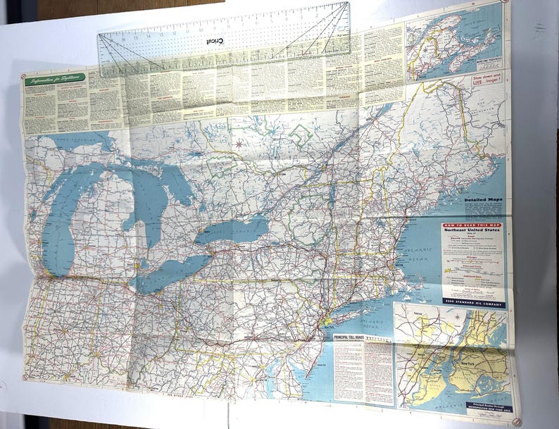 1956 Esso Map of Northeast USA & Canada - Etsy
