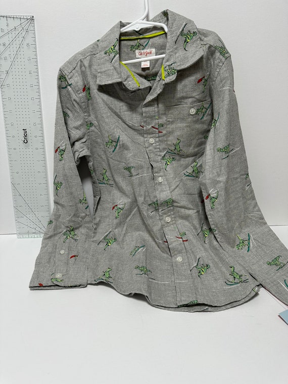 Cat and Jack Boys Gray Flannel Dinosaur Shirt