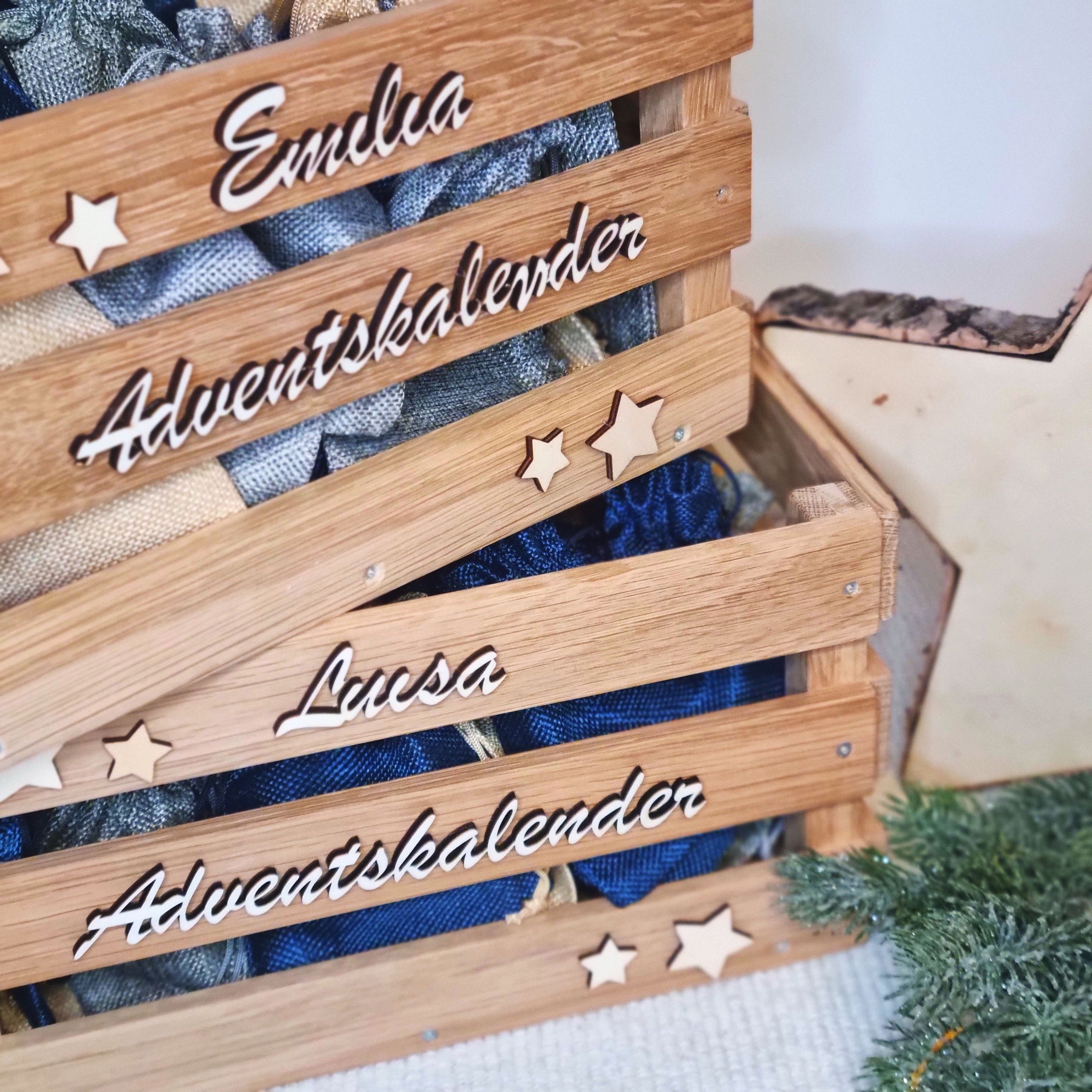 Wunderwunsch Personalisierter Adventskalender - Holzkiste Zum Befüllen Mit Gravur