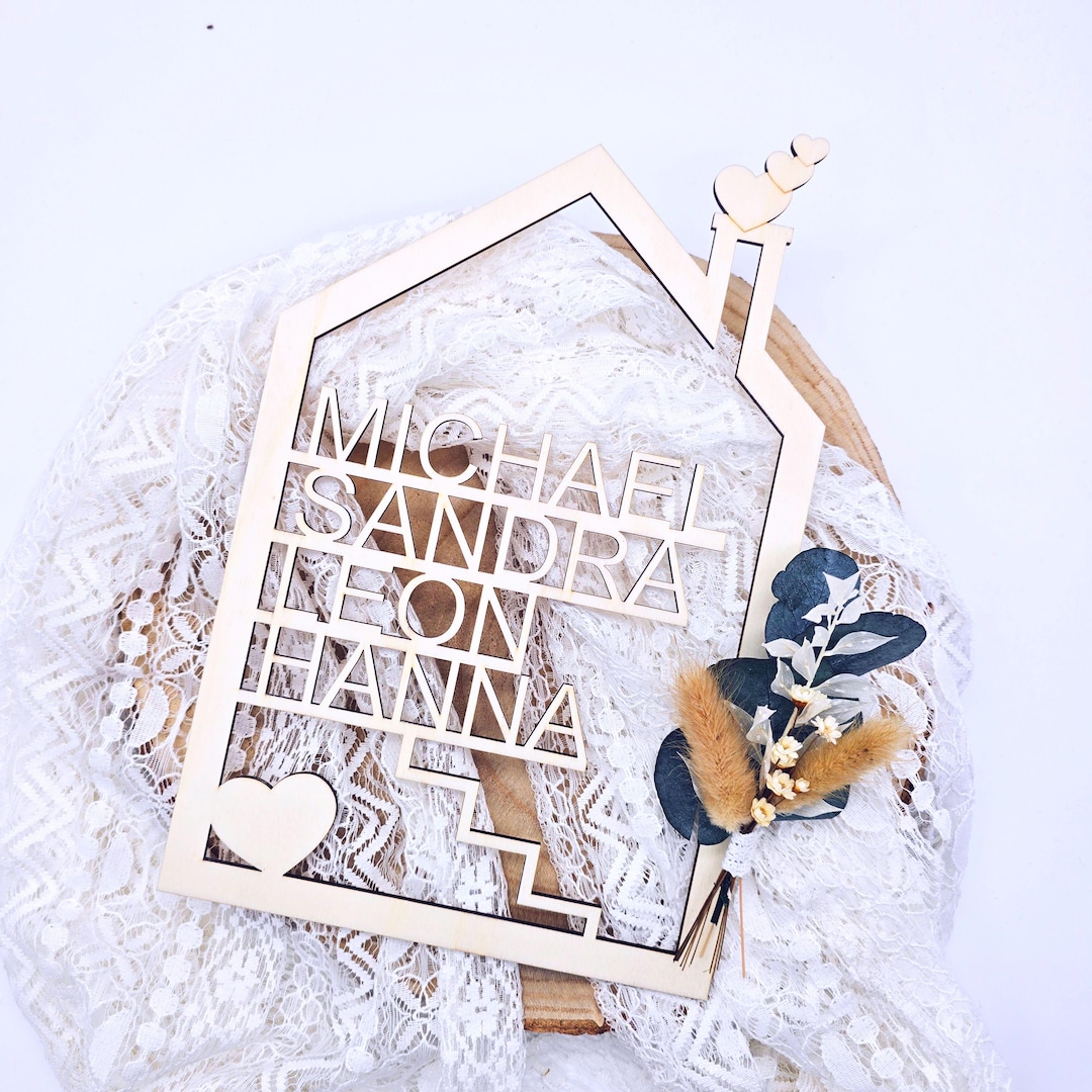 Wooden House With Name | Personalized Family Sign | Housewarming ...