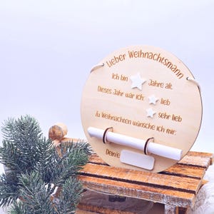 Weihnachtswunschzettel | Weihnachten Kinder | Personalisierbarer Wunschzettel aus Holz | Christkind | Weihnachtsmann | Nikolaus | DIY Kinder