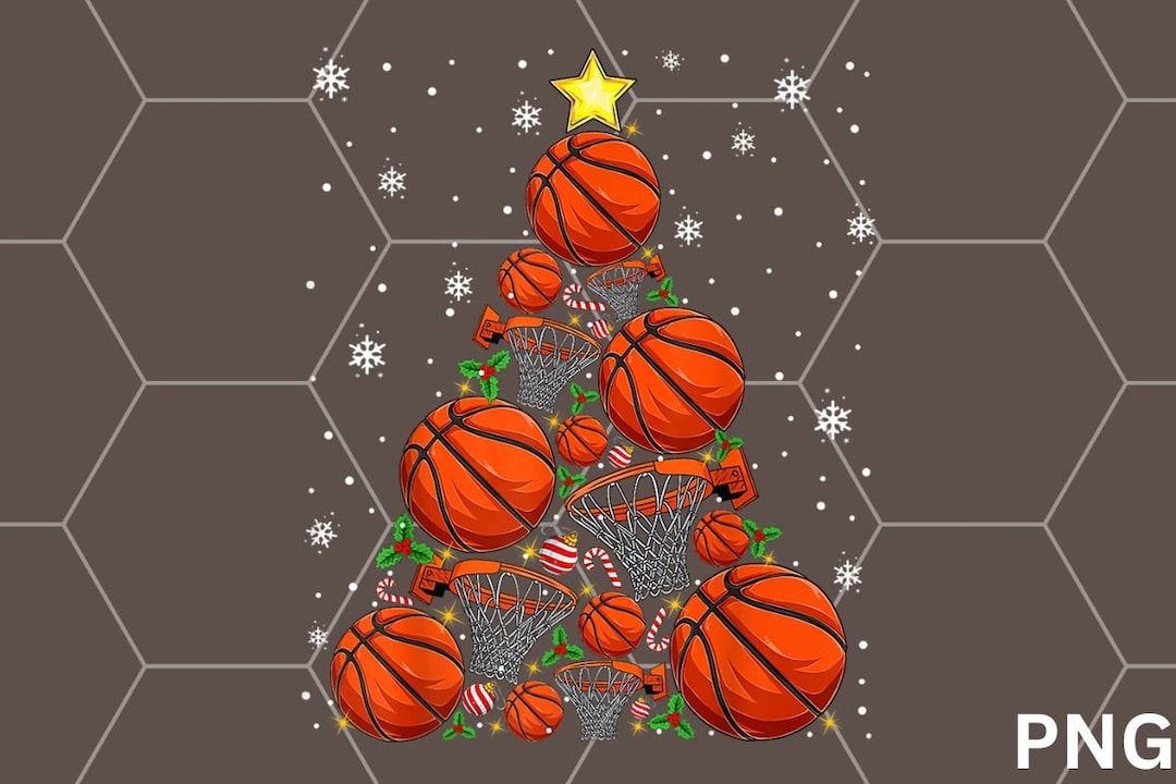 Basketball Xmas Tree Lights Santa Basketball Christmas Funny Png Etsy