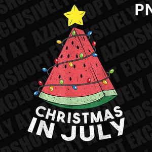 Christmas In July Summer Watermelon Xmas Tree Men Women Kids PNG