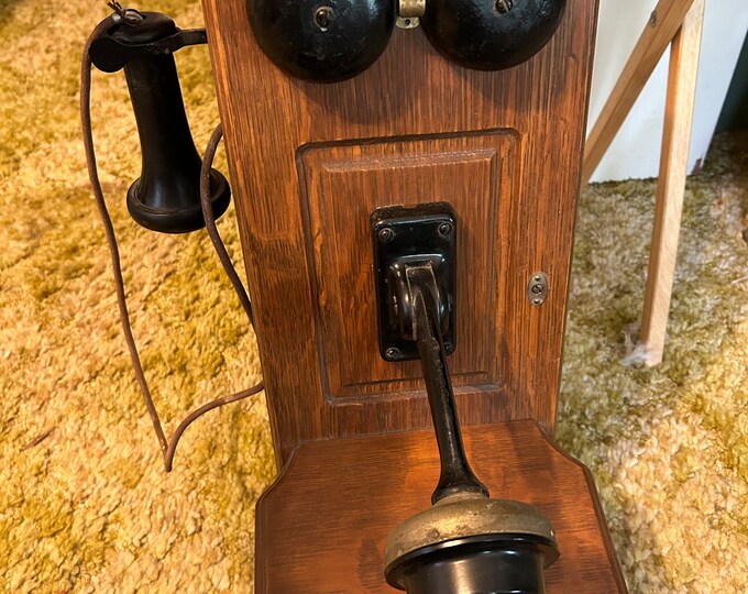 Antique Wall Phone Western Electric Candlestick Hand Crank in Wood BOX 1900s Etsy