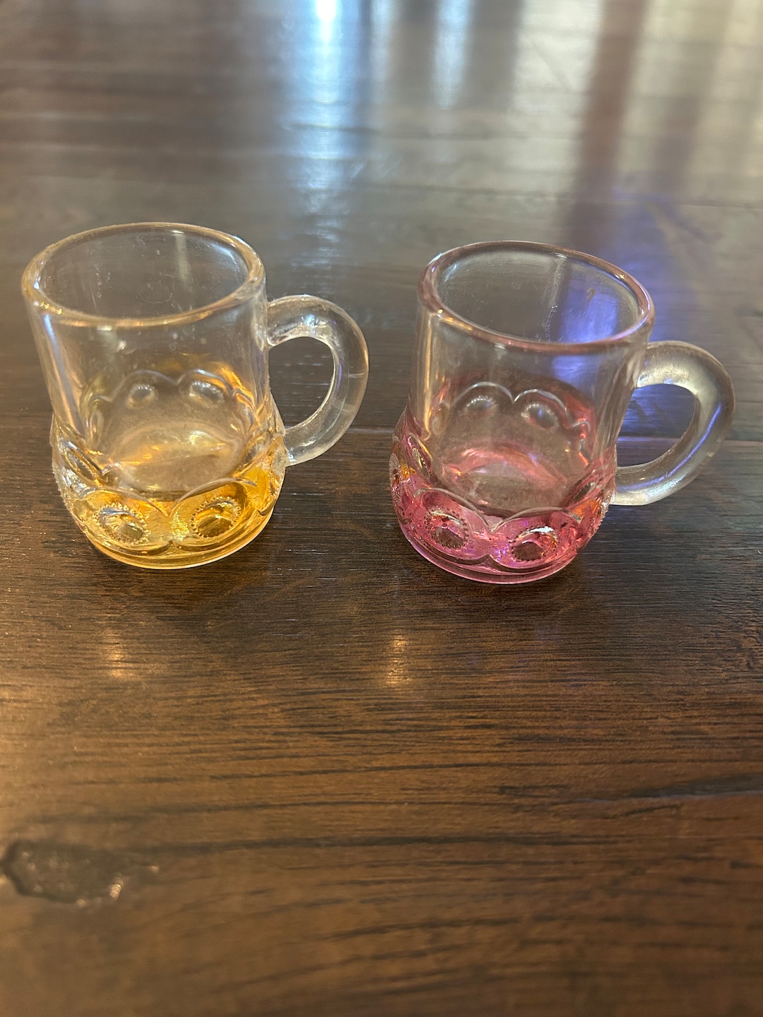 Vintage Glass Mini Colored Beer Mug Shot Glasses Etsy