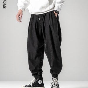 New Men's Side Pockets Cargo Pants Black Hip Hop Harem Pants Casual Male  Joggers Sweatpants Fashion Streetwear Trousers 5XL