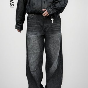 Harem Jeans Y2K Aesthetic Outfits Autumn New Men Black Denim Wide-leg Pants  Streetwear Straight Loose Elastic Waist Jeans Korean Style Trousers MaleY2K  Aesthet…