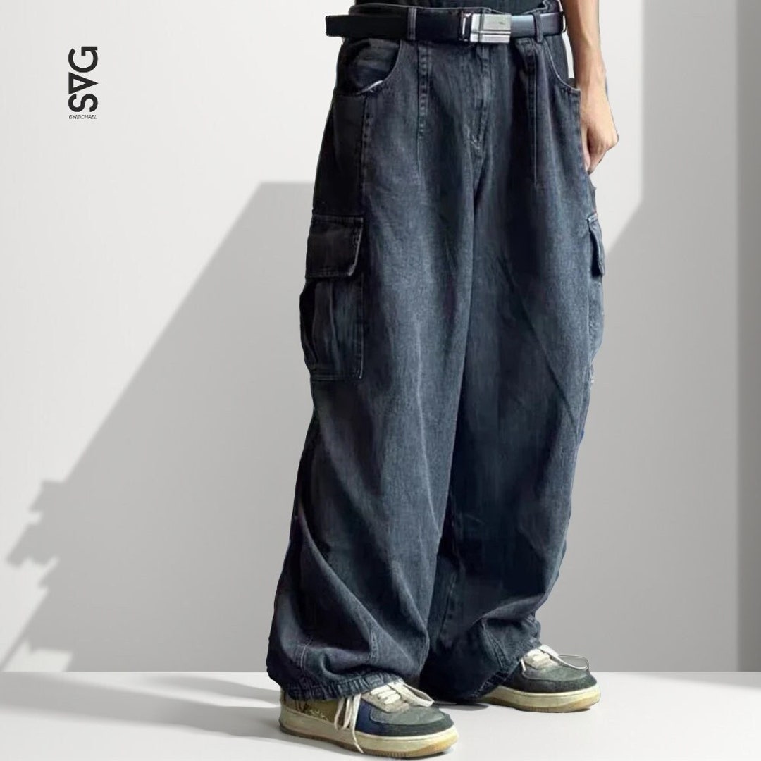 Y2k Baggy Jeans Trousers, Denim Pants, Oversize Harajuku Cargo Pants ...