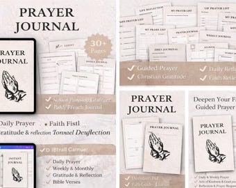 Prayer Journal | Digital Prayer Planner and Christian Gratitude Journal | Faith-Based Daily, Weekly & Monthly Prayer Tracker | Printable