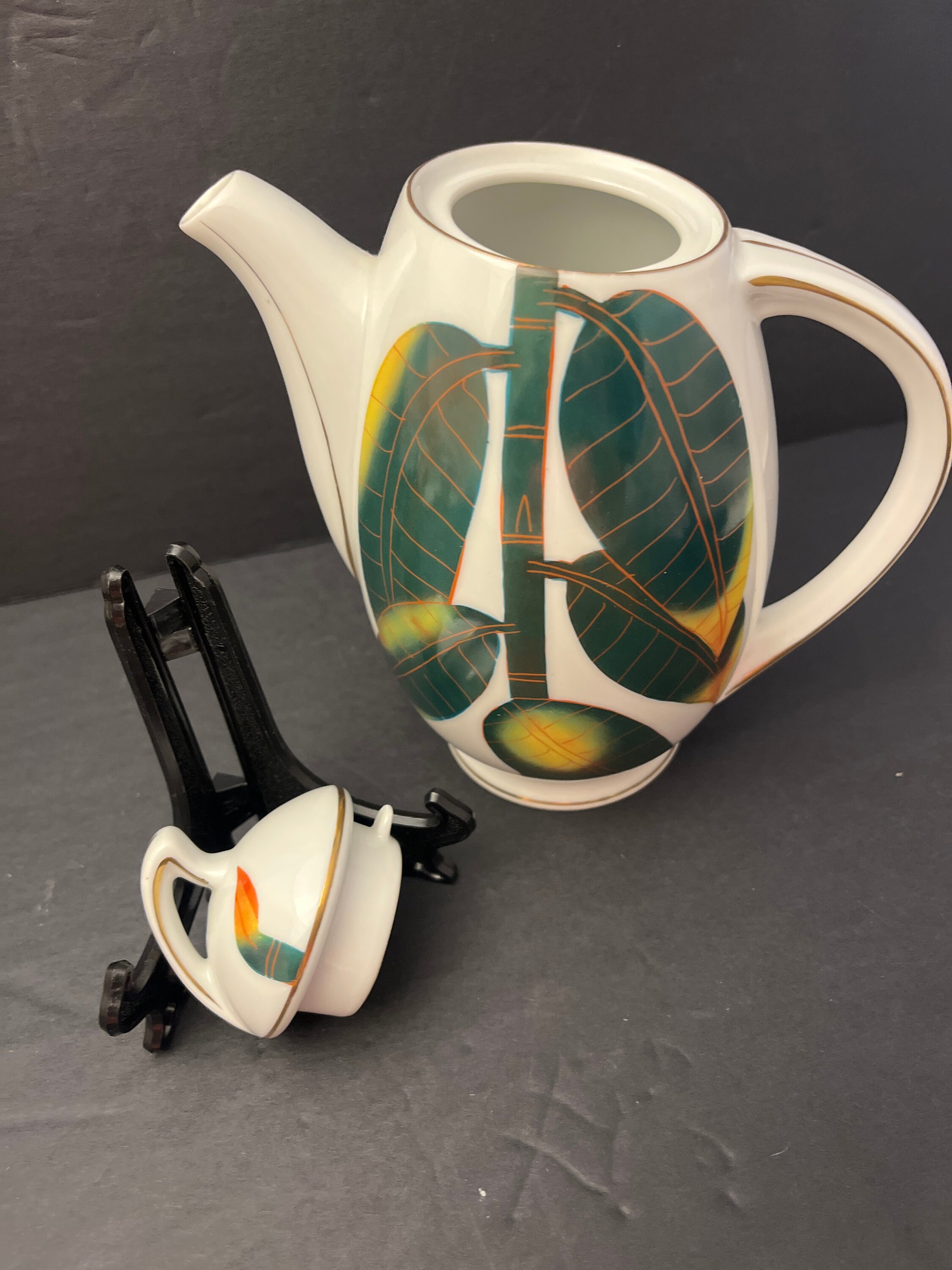 Ohata China Made in Japan Rubber Tree Tea Set Two Demitasse Etsy