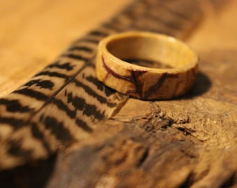 Handgemachter Holzring mit Blatt Männer Herren Boho Natur Holz Ring