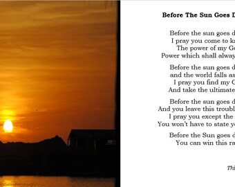 Before The Sun Goes Down Poem, Pray for God