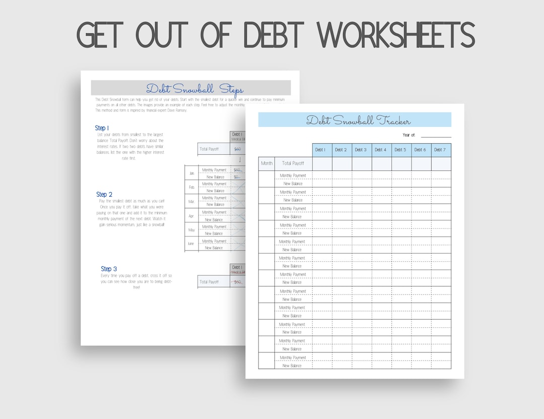 Debt Worksheet.pdf Debt Snowball Worksheet Debt Snowball Worksheets Debt Payoff - Etsy