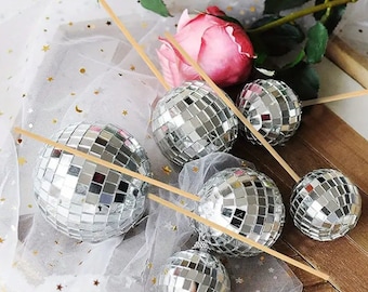 Disco Ball Cake Toppers Cake Topper Disco Ball 70s Party Supplies Bachelorette Party Supplies Cupcake Topper Disco Ball Groovy Party 10 Ct.