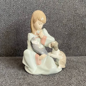 Lladro &quot;Girl Holding Cat&quot; 1980s