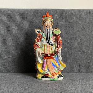 Vintage Chinese God Handpainted Statue Lu Xing