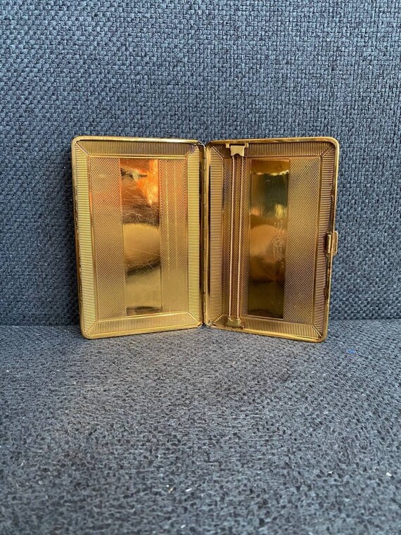 emu brand cigarette case Vintage Emu - Brand Standphast Goldoid Metal Cigarette Case