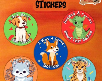 Pack d'autocollants Furry - Autocollant de récompense Kinky Sub