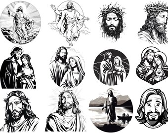 Paquete de Jesús 15 PNG SVG / Jesús SVG / Jesús png / Christian svg / Christian png / Jesucristo clipart