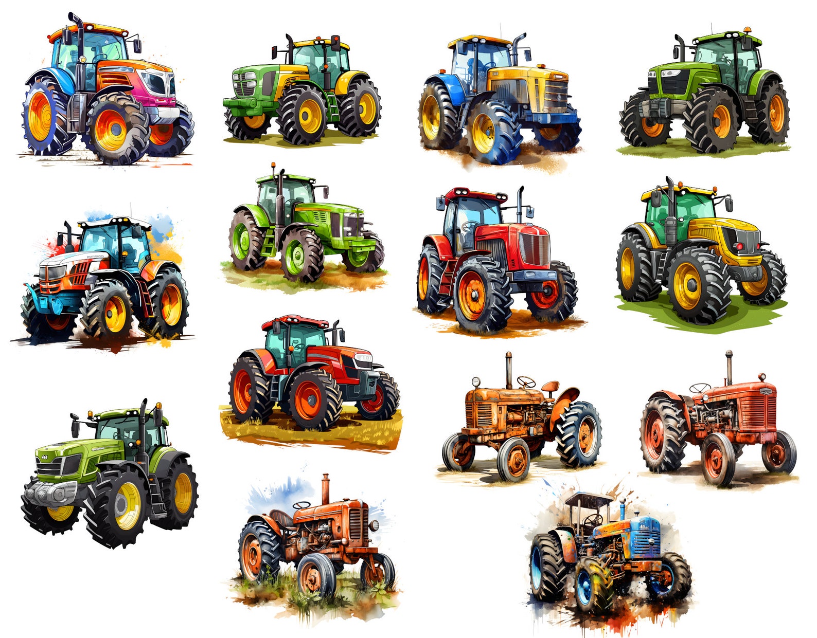 Tractor Graphics Panel Tractors 14 PNG Bundle | Tractors Clipart | Tractors Farm Png | Farm ...