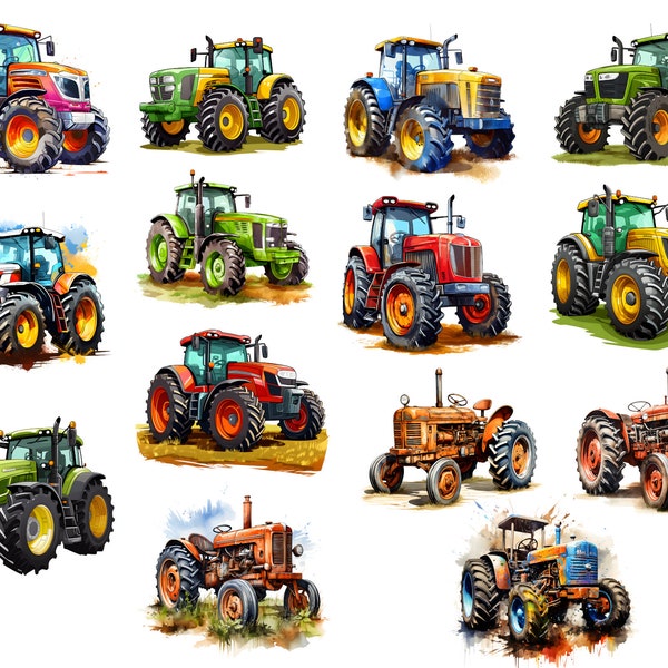 Tractors 14 PNG Bundle | Tractors clipart | Tractors Farm png | Farm machinery png | Tractors png | Tractors art