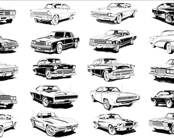 Muscle Cars Bundle 36 PNG + SVG | American Muscle Cars SVG Clipart | Classic Muscle Cars png