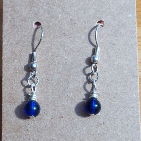 OOAK cobalt glass earrings