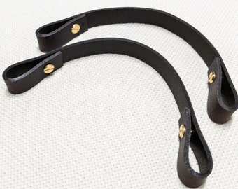 Leather handles for bags, leather handles for crochet bags, leather handle for basket, 1 pair (2 pieces), 25 cm or 10 inch