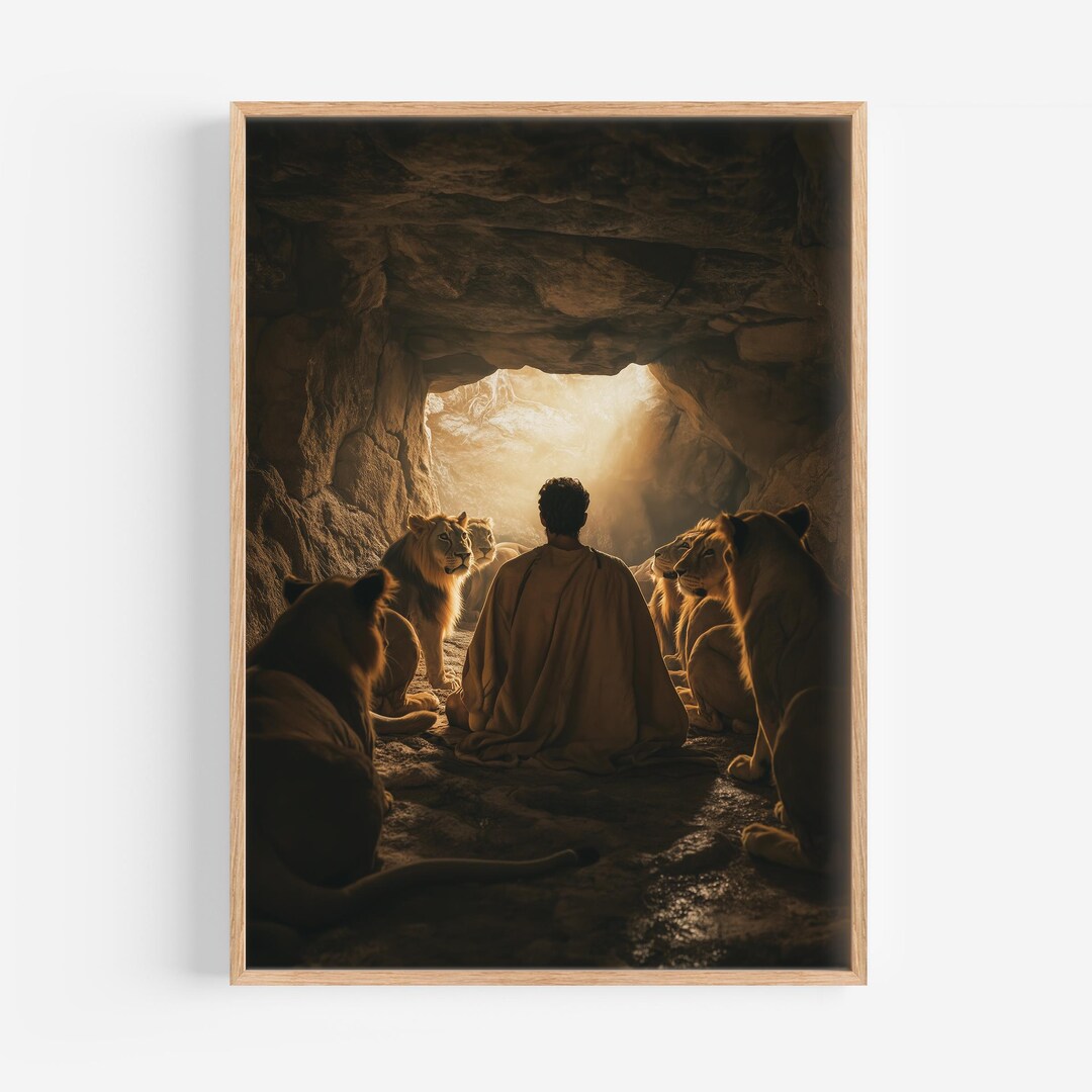 Daniel Print Daniel in the Lion's Den Digital Download, Bible Painting, Jesus Canvas ...