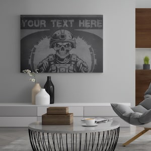 Custom Tactical Soldier Canvas – Personalized Military Wall Art with Text – Army Gift for Veterans, Soldiers & Patriotic Decor