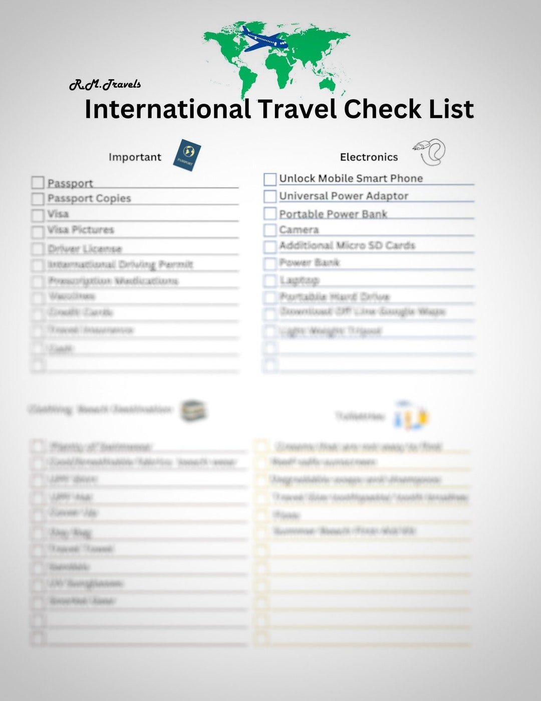 International Travel Checklist Etsy
