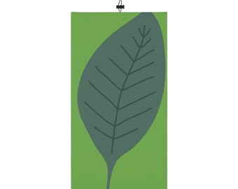 Minimal Grün Blatt print Neck Gaiter | Winter Schlauchschal mit Kordelzug