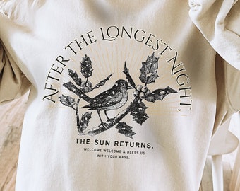 Winter Solstice Bird Sweatshirt or Tshirt- Cottagecore Yule Shirt Wiccan